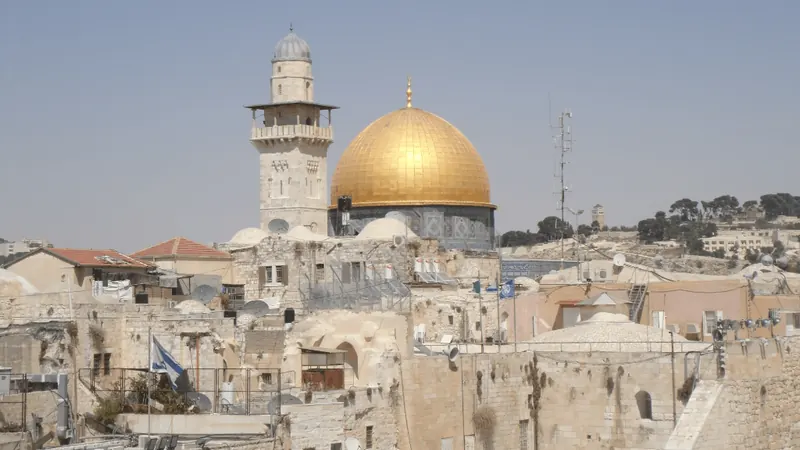 The old city of Jerusalem with the Dome of the Rock and the Western Wall