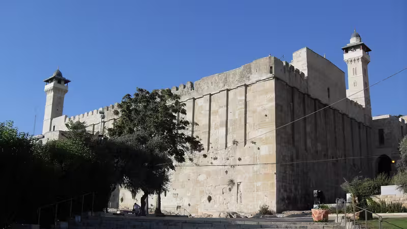 The Herodian walls and minarets of the Cave of the Patriarchs in Hebron