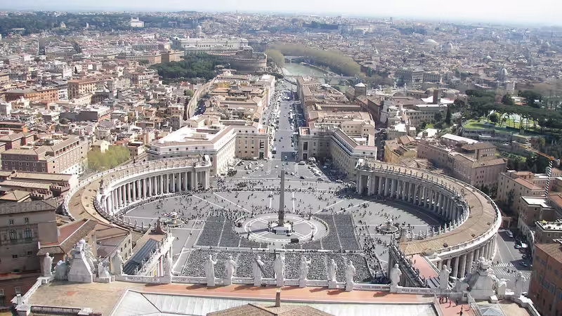 St Peter’s Square and the city of Rome seen from the dome of St Peter’s Basilica